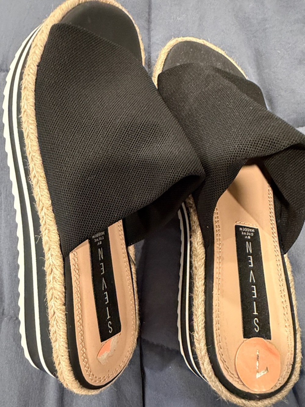 Steven By Steve Madden Black Espadrille Platform Mules